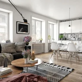 CGI home décor Image of a Scandinavian style living room